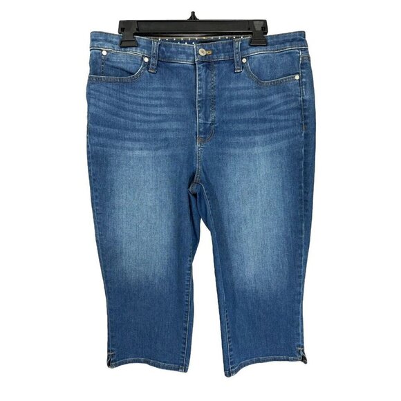 Talbots Denim - Talbots Jeans Womens 12 Blue Pedal Pusher Capri Jean Denim Comfort Stretch